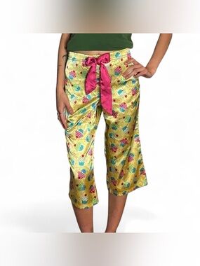 Butter Yellow Cupcake Satin Pajama Pants W Pink Bow by Justice